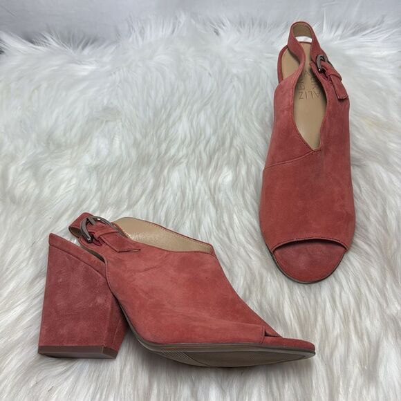 Naturalizer Shae Women's Peep-Toe Coral Suede Shoes  Sz 9 - Picture 2 of 7